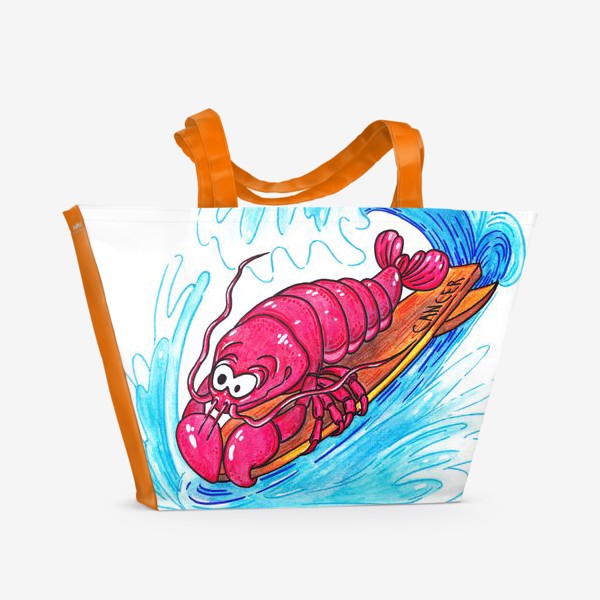 Пляжная сумка «Рак-серфер. Зодиак»