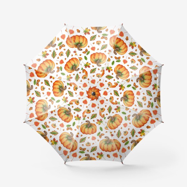 Зонт «Паттерн тыквы и осенние листья»