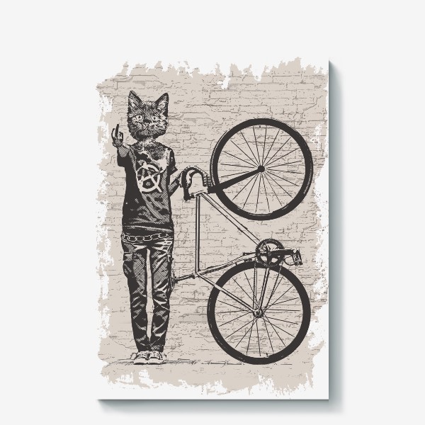 Холст «Fixie Cat Punk Rider»
