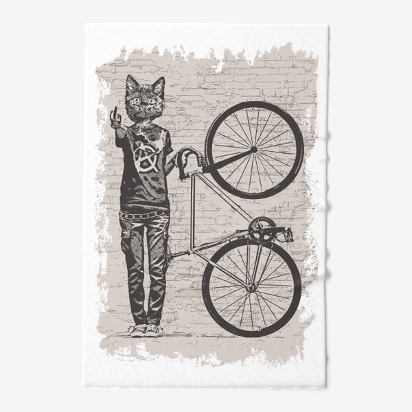 Полотенце &laquo;Fixie Cat Punk Rider&raquo;