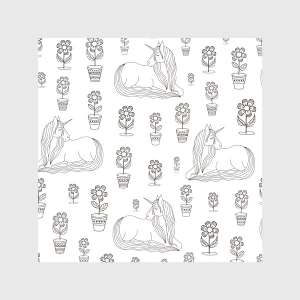 Шторы &laquo;cute pattern with sleeping unicorns and flowers&raquo;