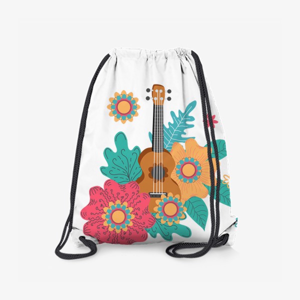 Рюкзак «Укулеле, четырехструнная гавайская гитара в цветах»