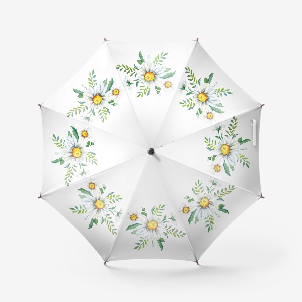 Зонт «Ромашки с зелеными веточками»