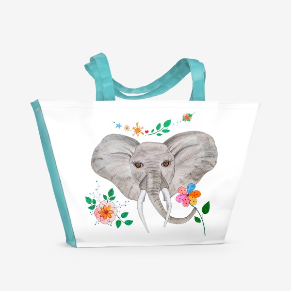 Пляжная сумка «Слон в цветах»