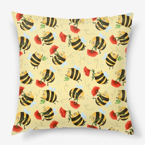 Подушка «Пчелки с маками»