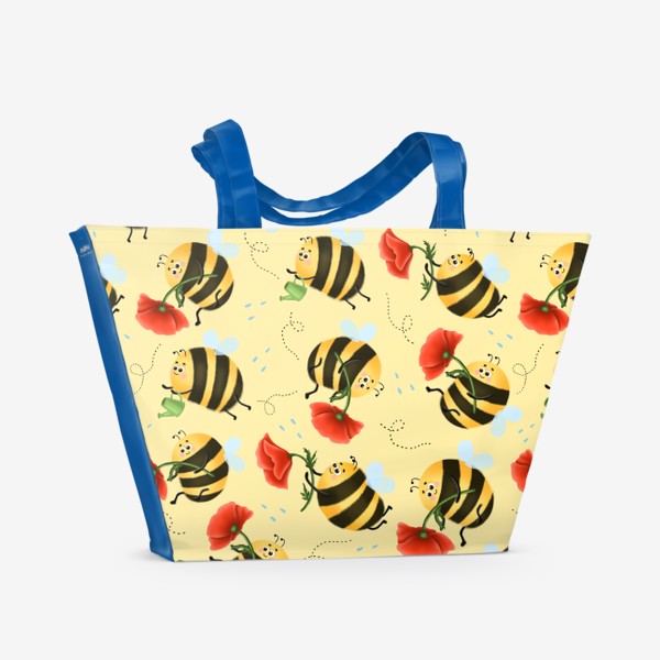 Пляжная сумка «Пчелки с маками»