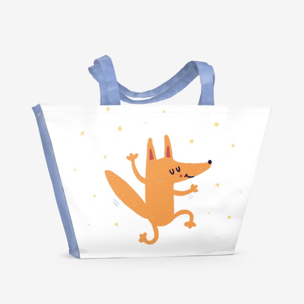Пляжная сумка «Веселая лисичка танцует. Наивный стиль»