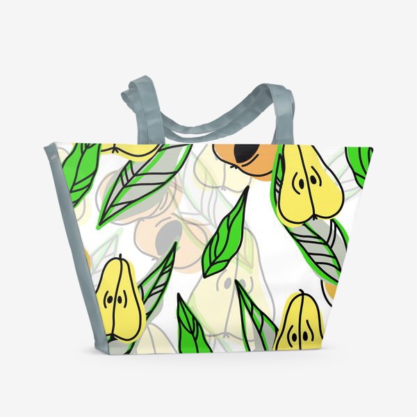 Пляжная сумка «Фрукты в разрезе. Груши и персики»