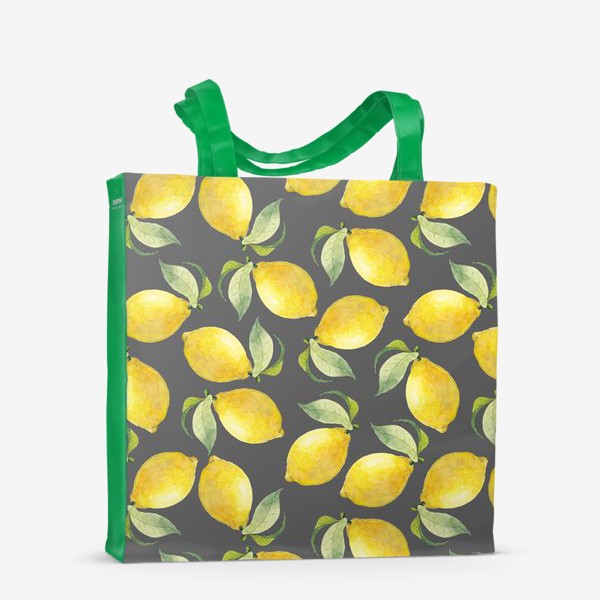 Сумка-шоппер «Акварельные лимоны на сером фоне»