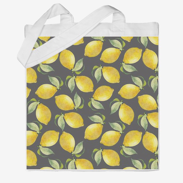 Сумка хб «Акварельные лимоны на сером фоне»