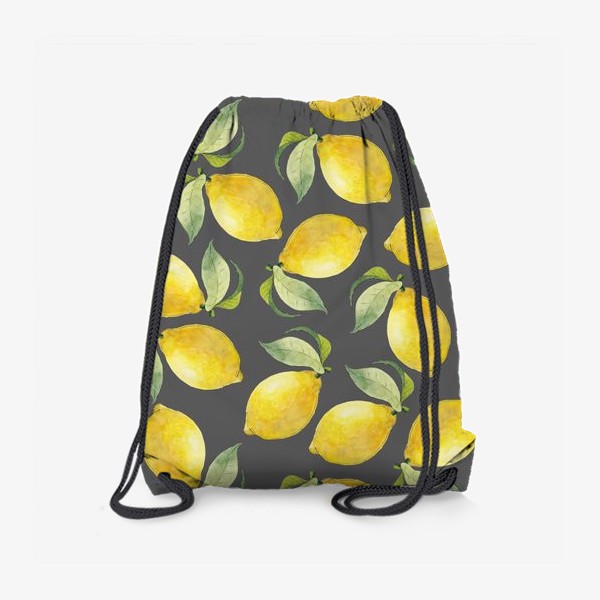 Рюкзак «Акварельные лимоны на сером фоне»