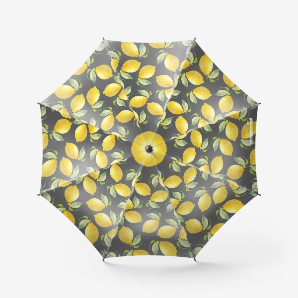 Зонт «Акварельные лимоны на сером фоне»