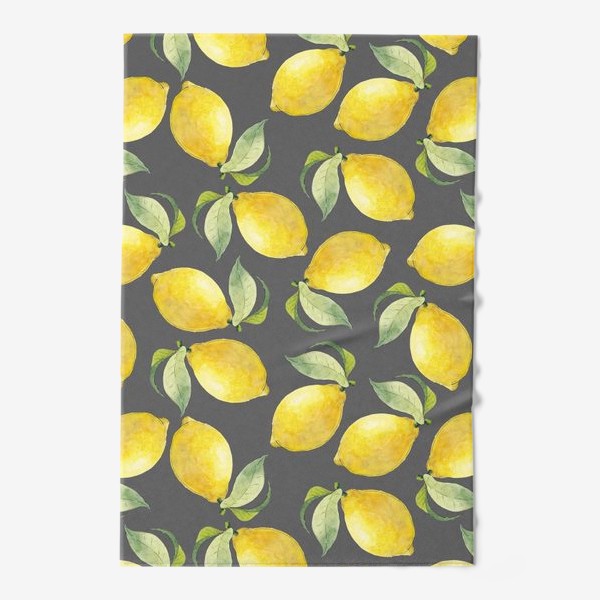 Полотенце «Акварельные лимоны на сером фоне»