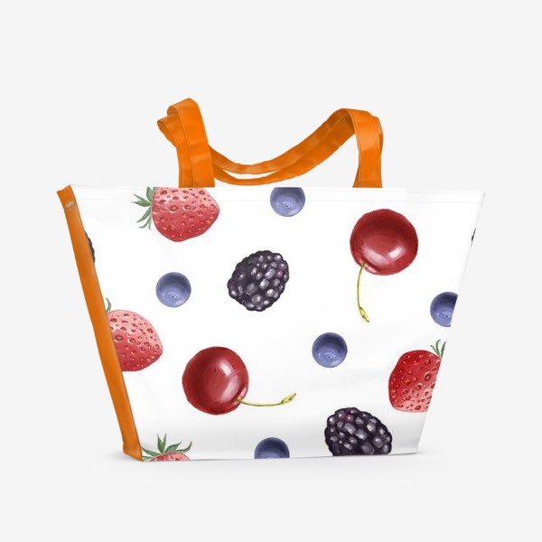 Пляжная сумка «Сочные ягоды. Клубника, вишня,черника,ежевика.»