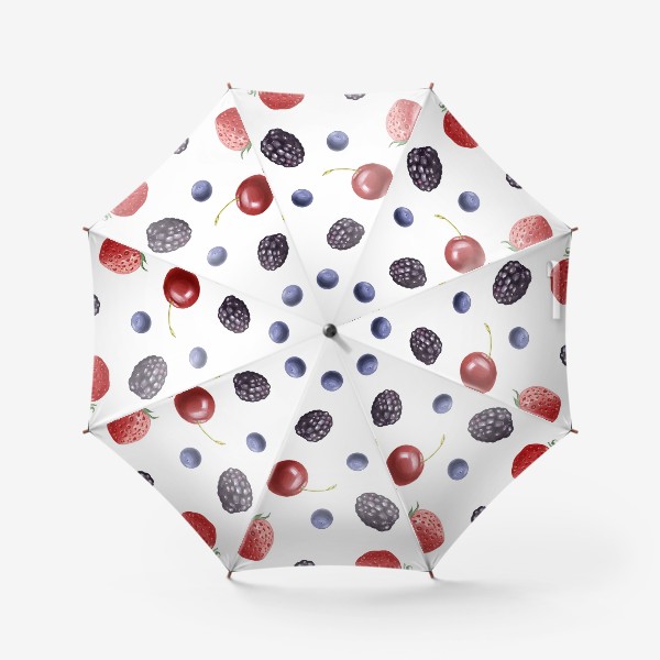 Зонт «Сочные ягоды. Клубника, вишня,черника,ежевика.»