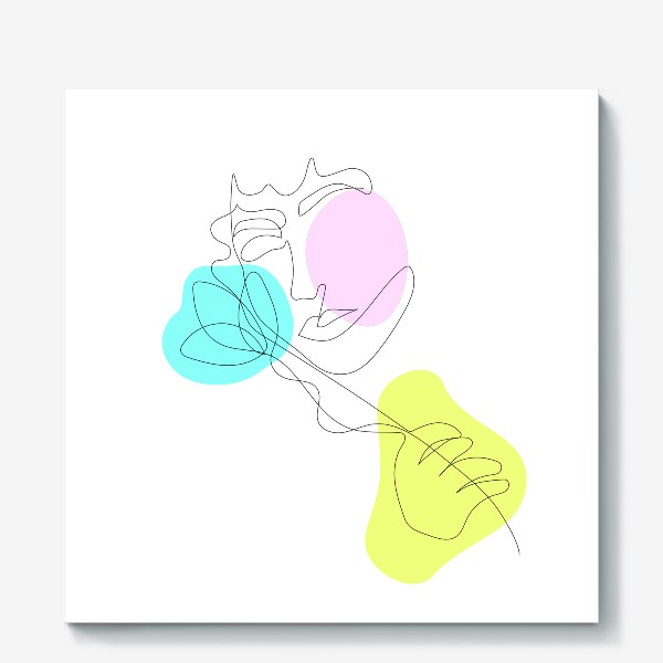 Холст «Искусство линии/Lineart pink-yellow-blue»
