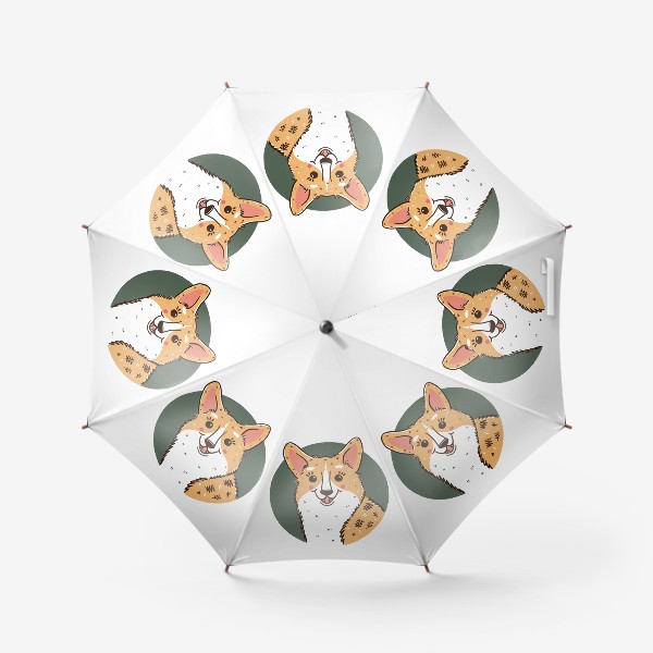 Зонт «Милый радостный корги на зеленом фоне. Подарок любителю собак»