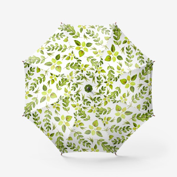 Зонт «Березовые листочки и веточки на белом фоне»