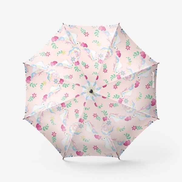 Зонт «Паттерн с единорогами и сердечками, детское»