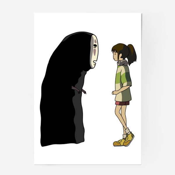 Постер «Унесенные призраками, Каонаси и Тихиро»