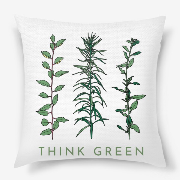 Подушка «Мысли экологично Think Green Растения Plant»