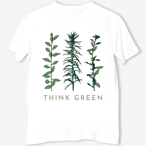 Футболка «Мысли экологично Think Green Растения Plant»