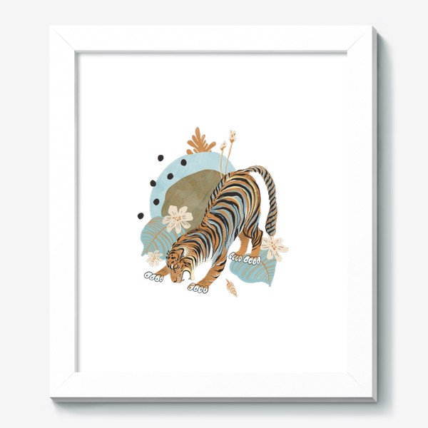 Картина «Тигр с цветными пятнами и растениями»