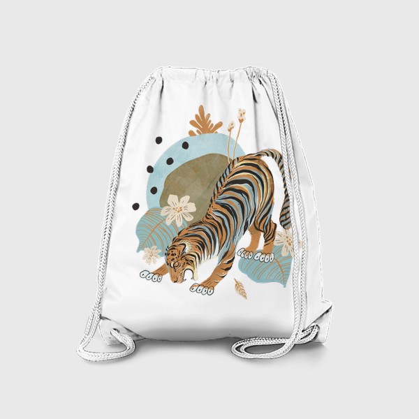 Рюкзак «Тигр с цветными пятнами и растениями»