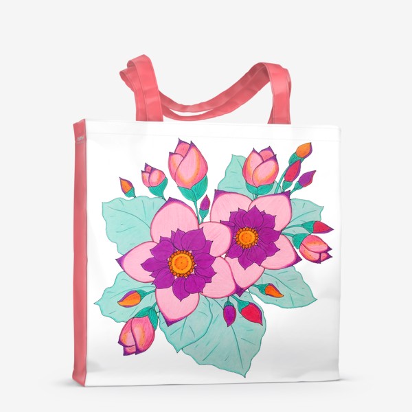 Сумка-шоппер «Цветы с бутонами»
