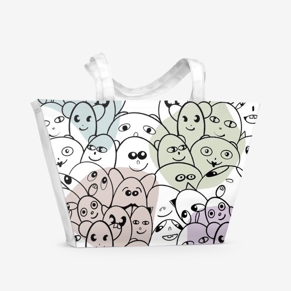 Пляжная сумка «Графичные рожицы на цветных пятнах»