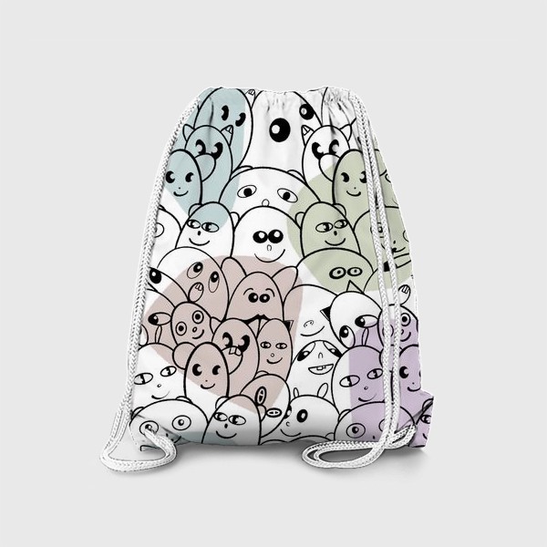 Рюкзак «Графичные рожицы на цветных пятнах»