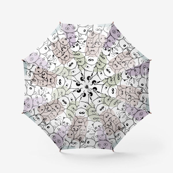 Зонт «Графичные рожицы на цветных пятнах»