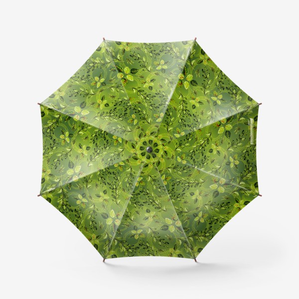 Зонт «Листья и круги на зеленом фоне»