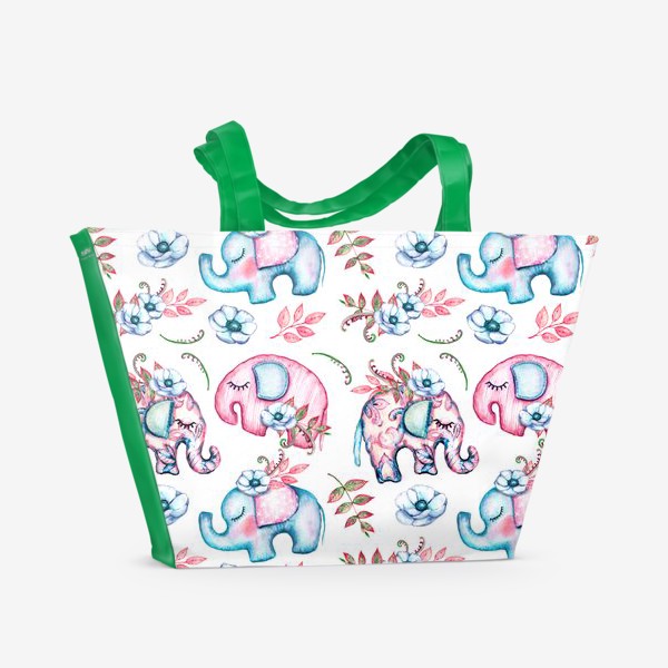 Пляжная сумка «Спящие слоники - мягкие игрушки»