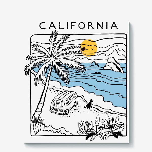 Холст «Калифорния. California. Берег моря. Любителю моря и водных видов спорта»