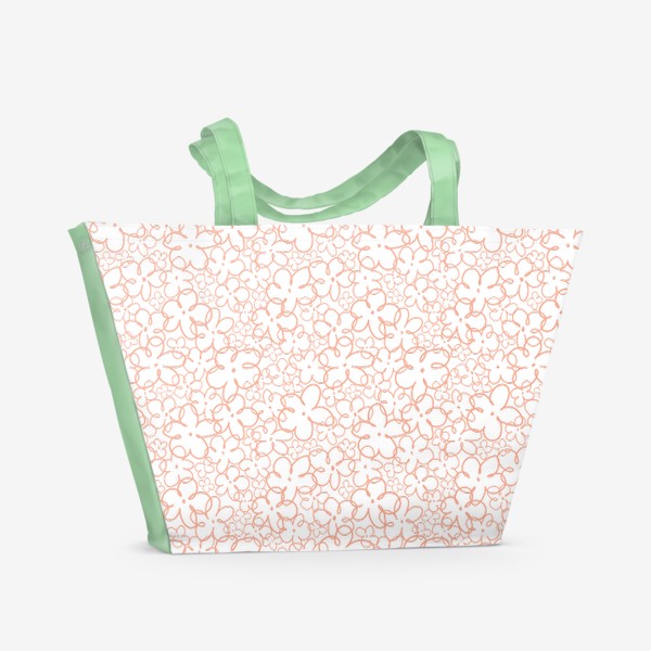 Пляжная сумка « Розовые простые цветочки»