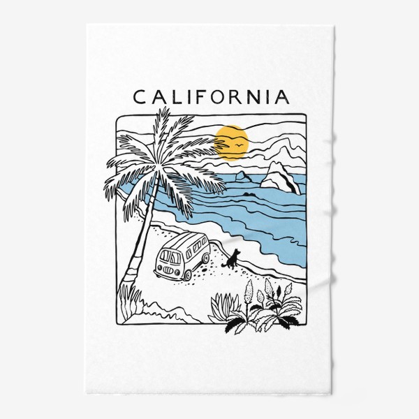 Полотенце «Калифорния. California. Берег моря. Любителю моря и водных видов спорта»