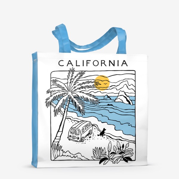 Сумка-шоппер «Калифорния. California. Берег моря. Любителю моря и водных видов спорта»