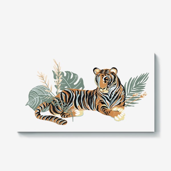 Холст «Тигр в растениях»