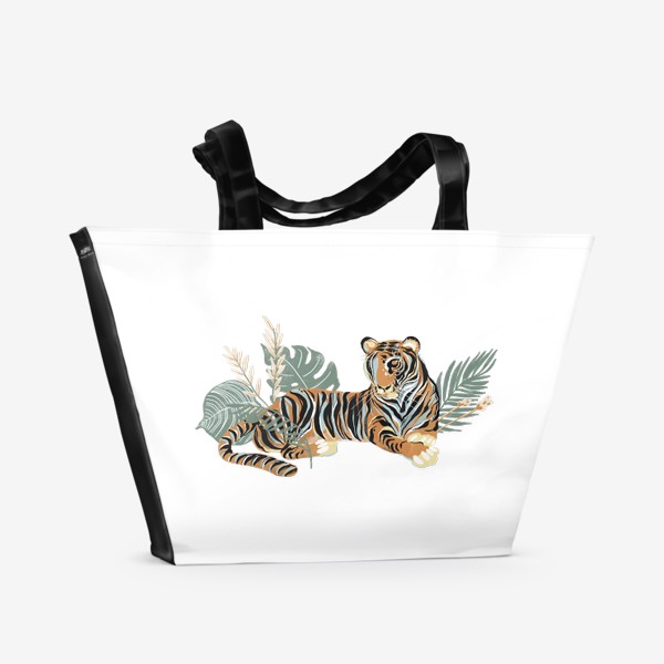 Пляжная сумка &laquo;Тигр в растениях&raquo;