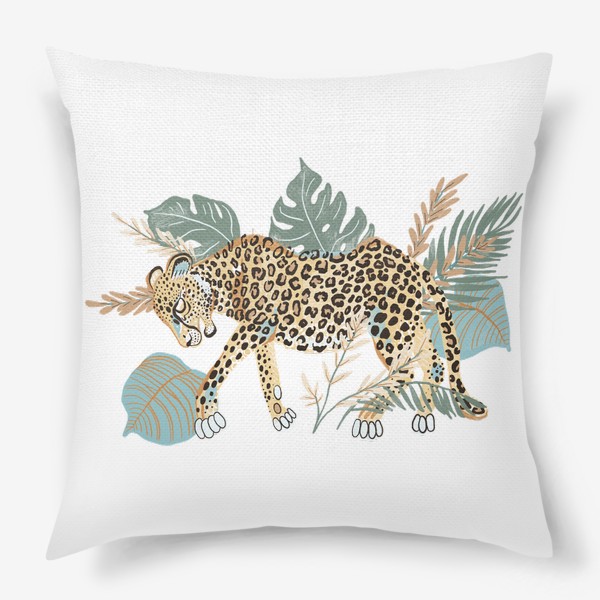 Подушка «Леопард в растениях»