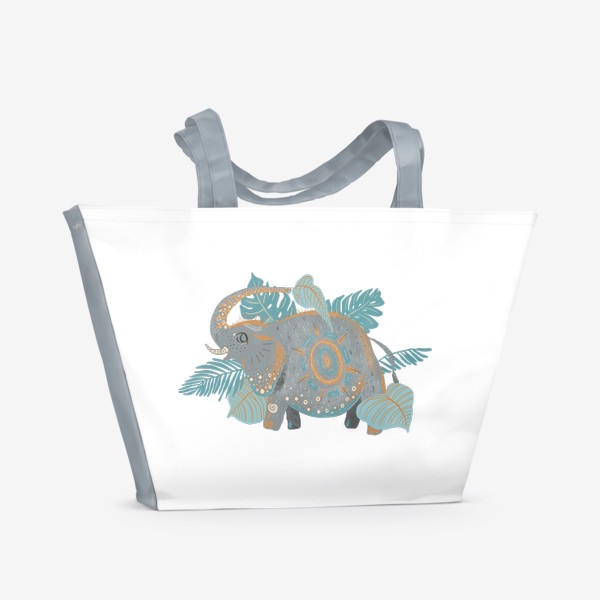 Пляжная сумка «Слоник в растениях»