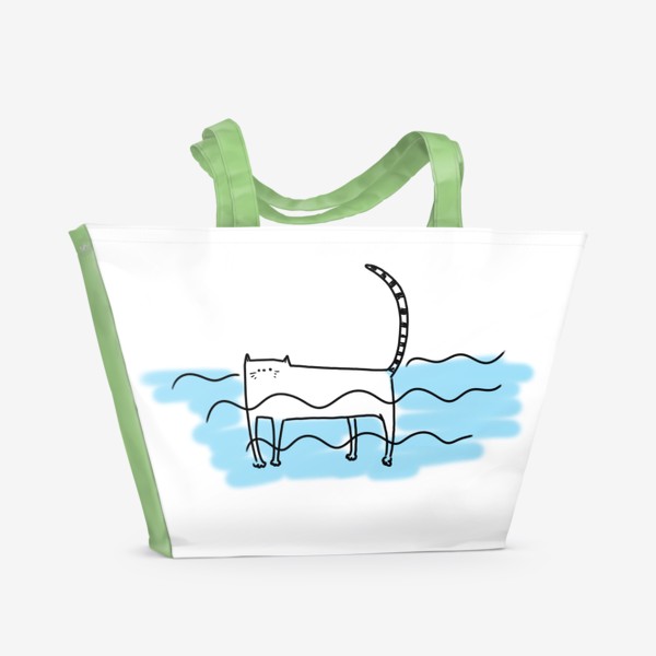 Пляжная сумка «Кот купается. Морской котик. Лето»