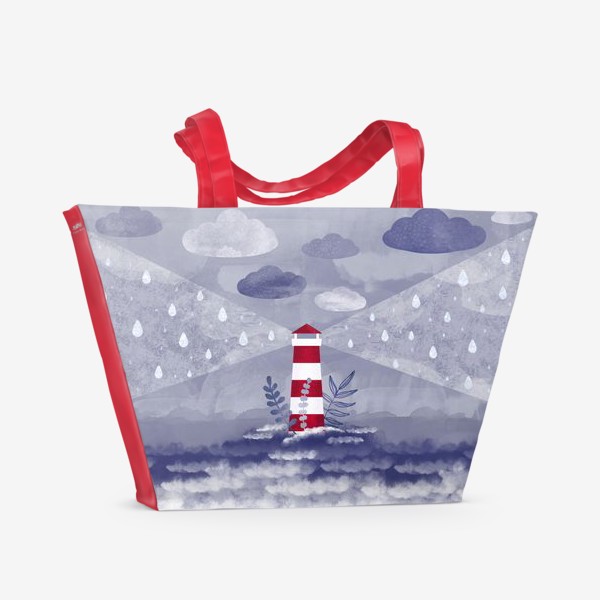 Пляжная сумка «Маяк. Море. Дождь»