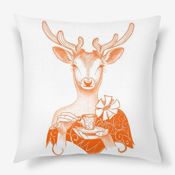 Подушка «Оранжевый олень - мадам»