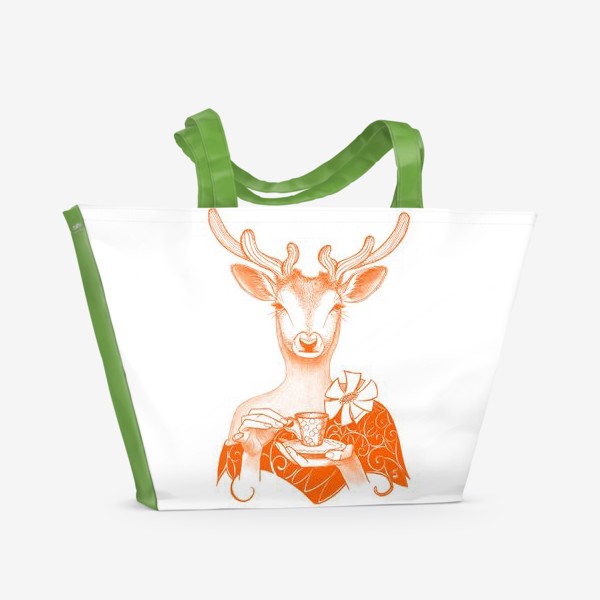 Пляжная сумка «Оранжевый олень - мадам»