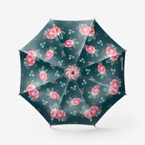 Зонт «Акварельные розы на темном»