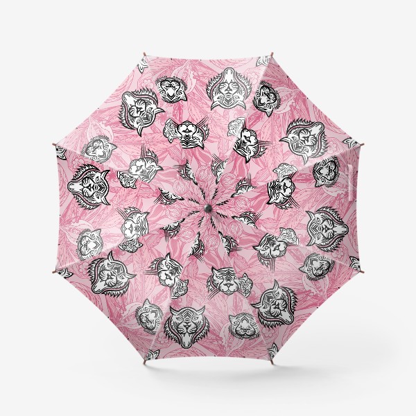 Зонт «Тигры на розовом»
