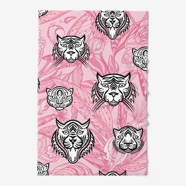 Полотенце «Тигры на розовом»