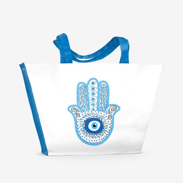 Пляжная сумка «Рука Фатимы, защитный турецкий символ глаз»